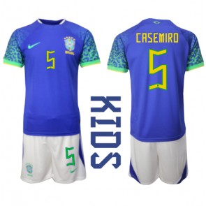 Brazílie Casemiro #5 Dětské Venkovní dres komplet MS 2022 Krátký Rukáv (+ trenýrky)